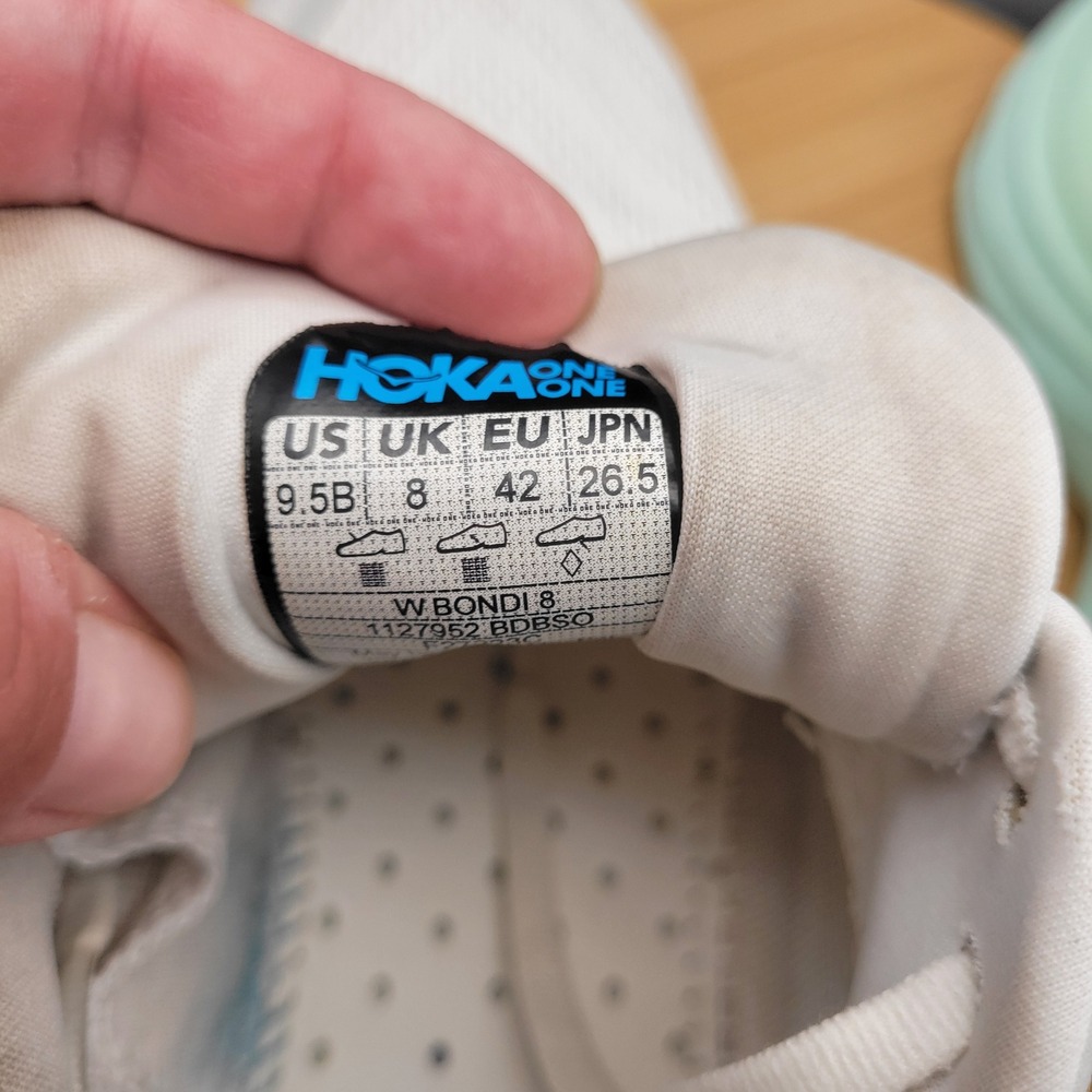 Hoka Bondi 8 Womens Running Shoes White Mint Green Yellow 1127952 BDBSO Size 9.5 - Picture 4 of 11